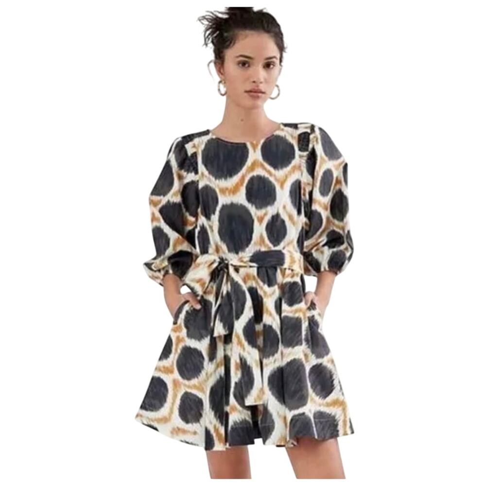 MAEVE Anthropologie Destin Poplin Mini Dress | Holiday Eurochic | SMALL